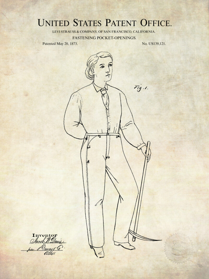 1873 Levi Strauss Pants Patent Illustration