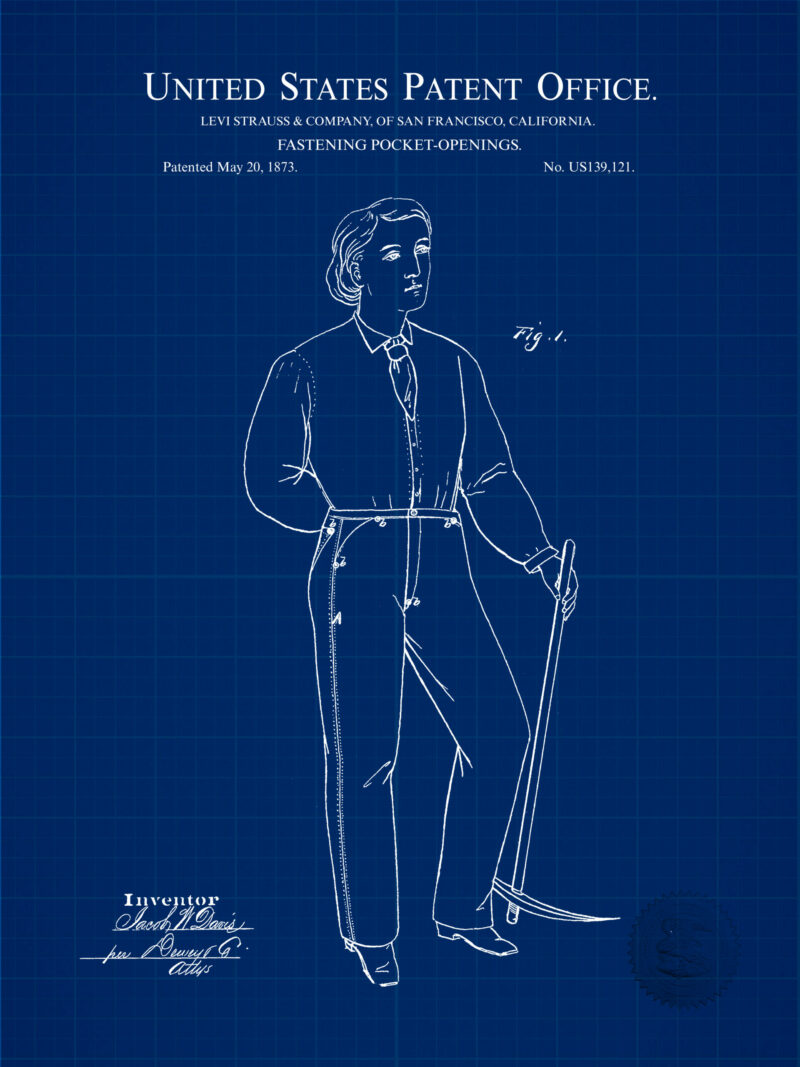 1873 Levi Strauss Pants Patent Illustration