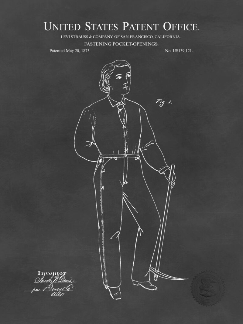1873 Levi Strauss Pants Patent Illustration