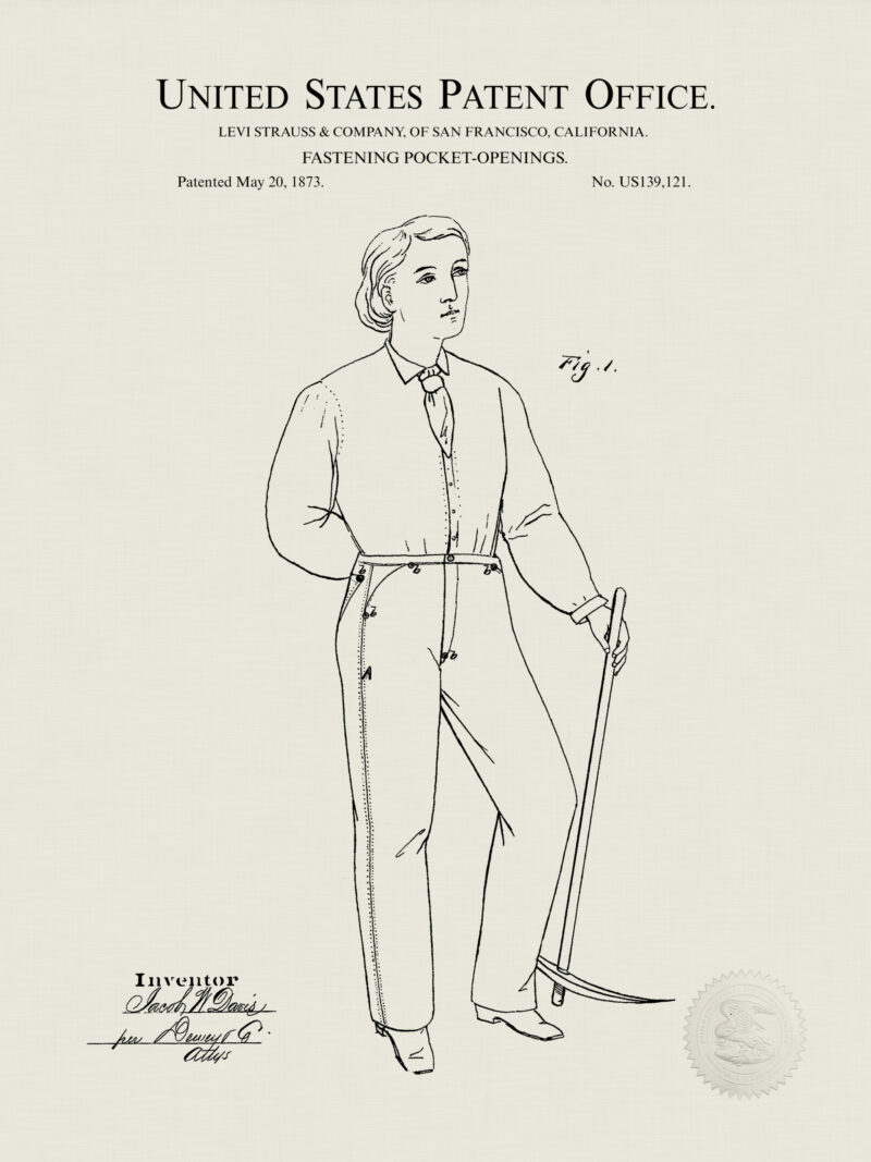 1873 Levi Strauss Pants Patent Illustration