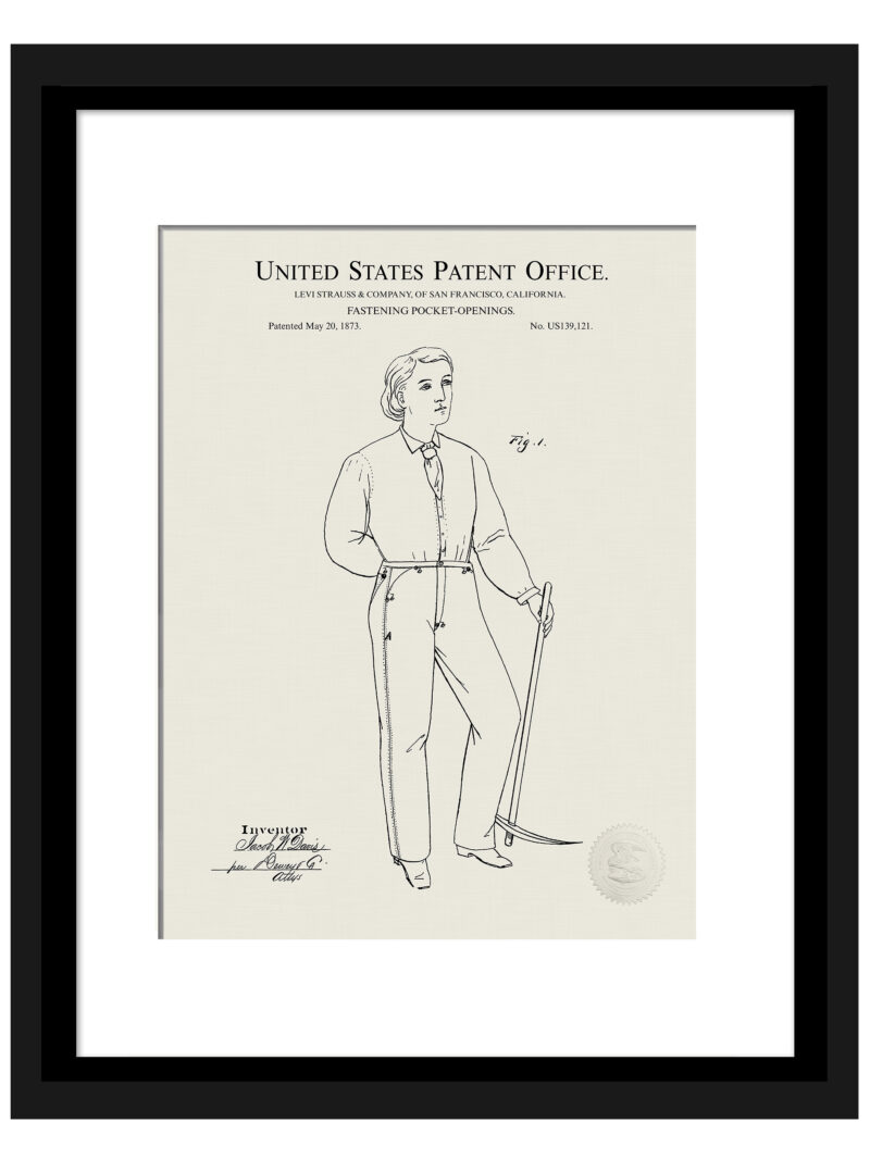 1873 Levi Strauss Pants Patent Illustration