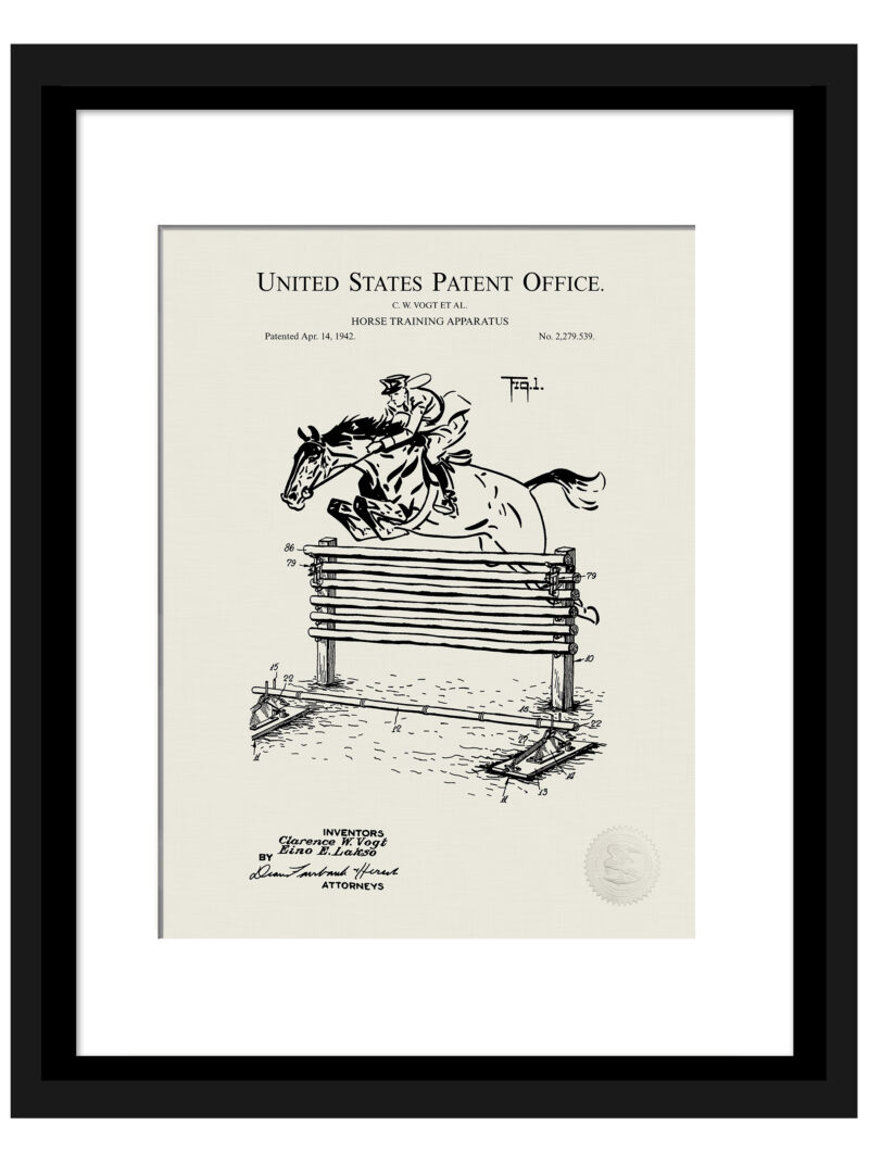 1942 Horse Training Apparatus patent illustration print