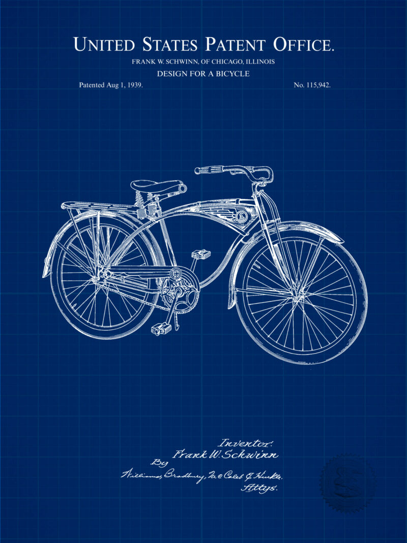 1939 Schwinn Bicycle Patent Illustration