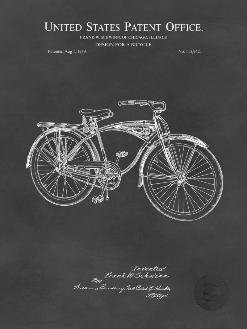 1939 Schwinn Bicycle Patent Illustration