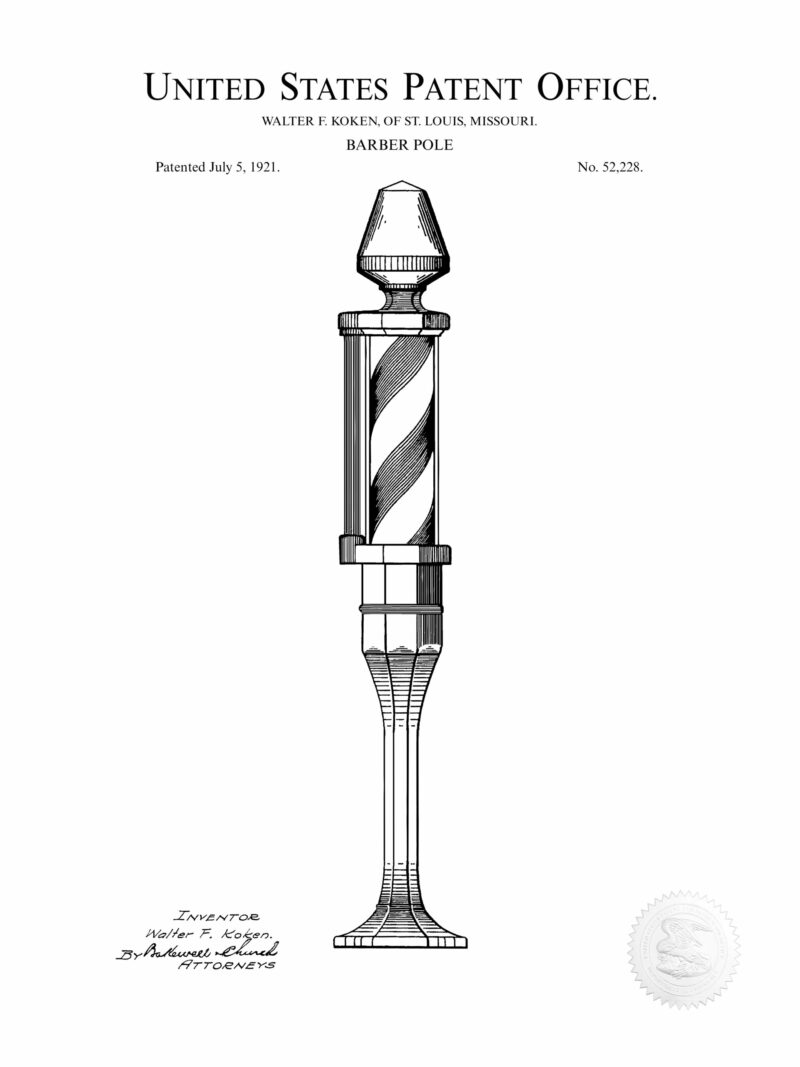 1921 Vintage Barber Pole Patent Illustration