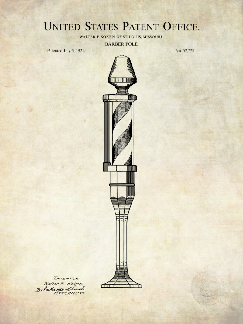 1921 Vintage Barber Pole Patent Illustration
