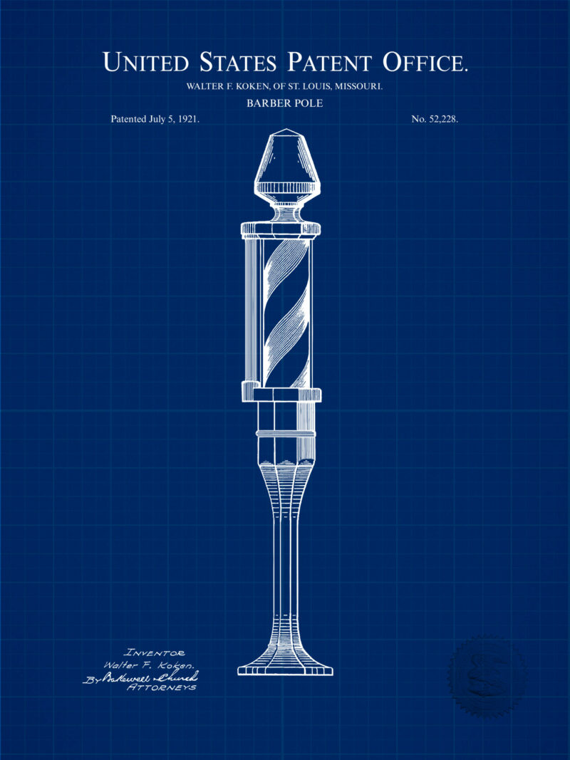 1921 Vintage Barber Pole Patent Illustration