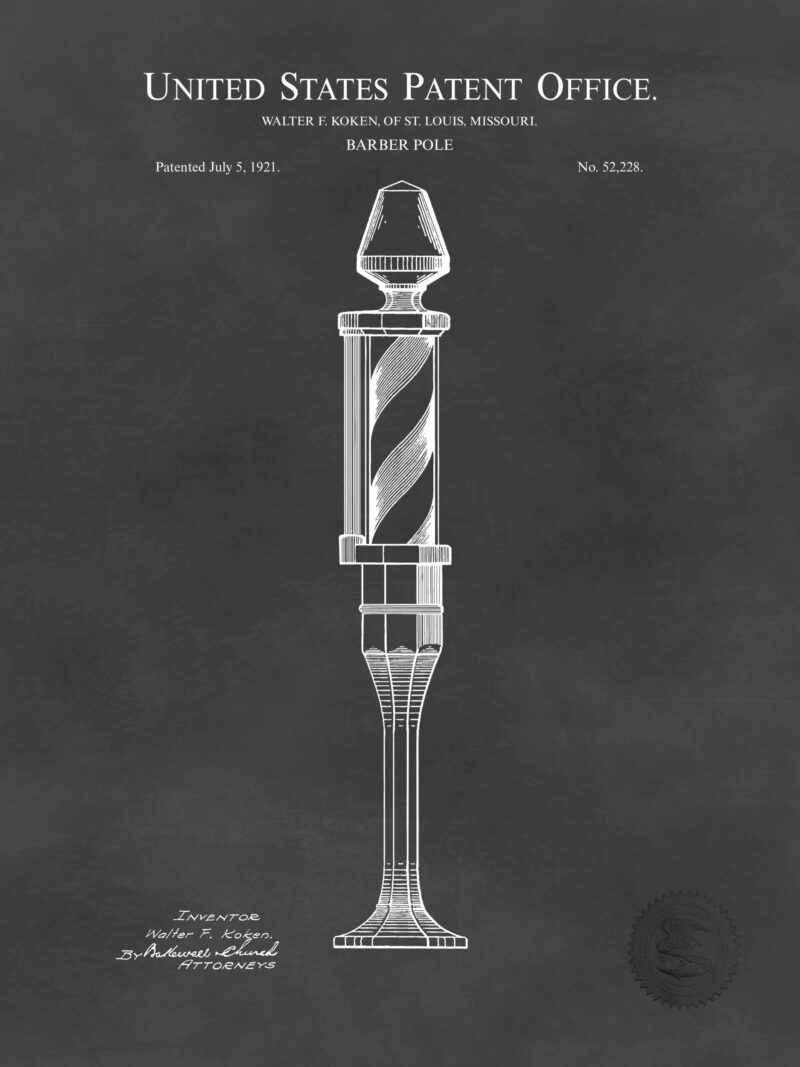1921 Vintage Barber Pole Patent Illustration