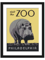 1930s vintage Philadelphia Zoo poster featuring a hippopotamus