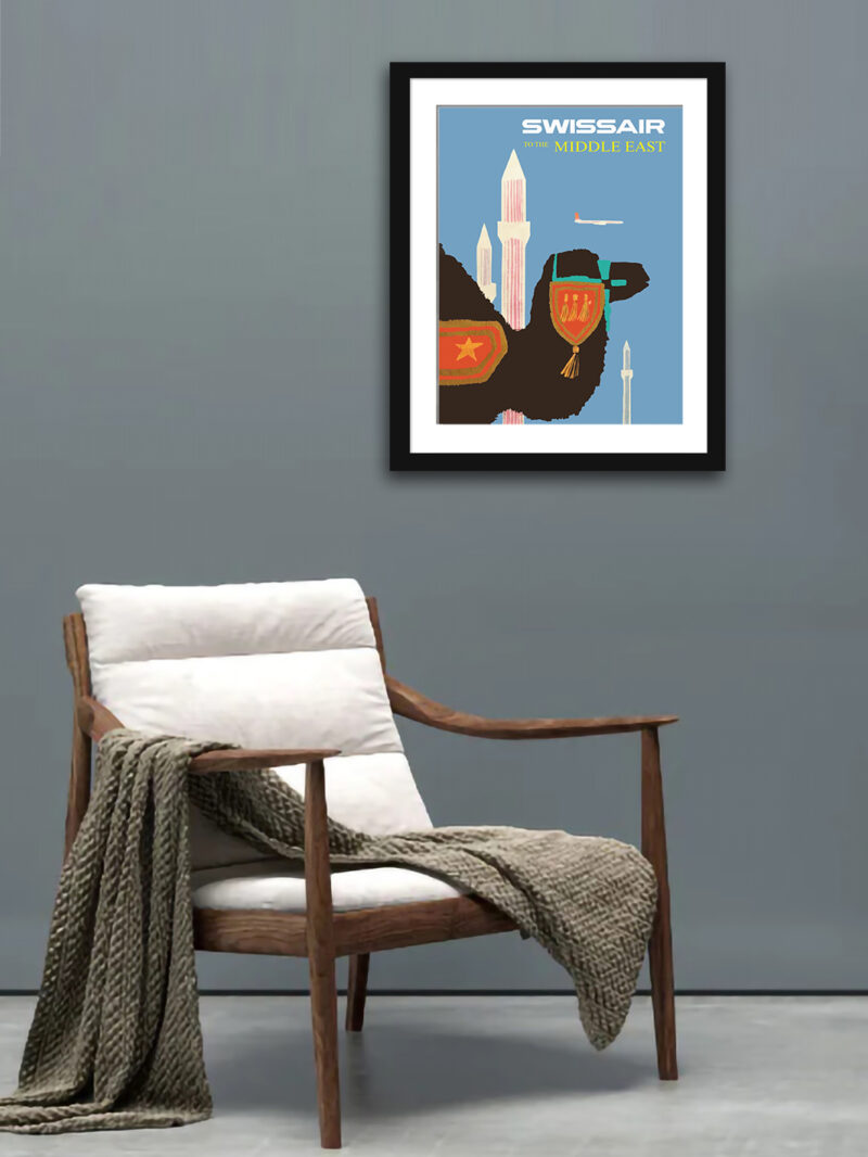 Vintage Swissair Poster to the Middle East by Fritz Buhler