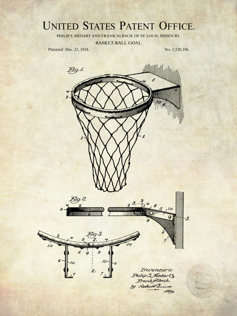 Vintage basketball patent print collection