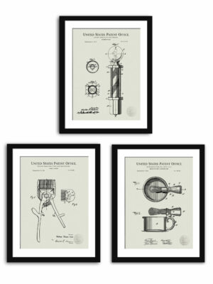 Vintage patent illustration of a barber's shaving mug and brush from 1900.