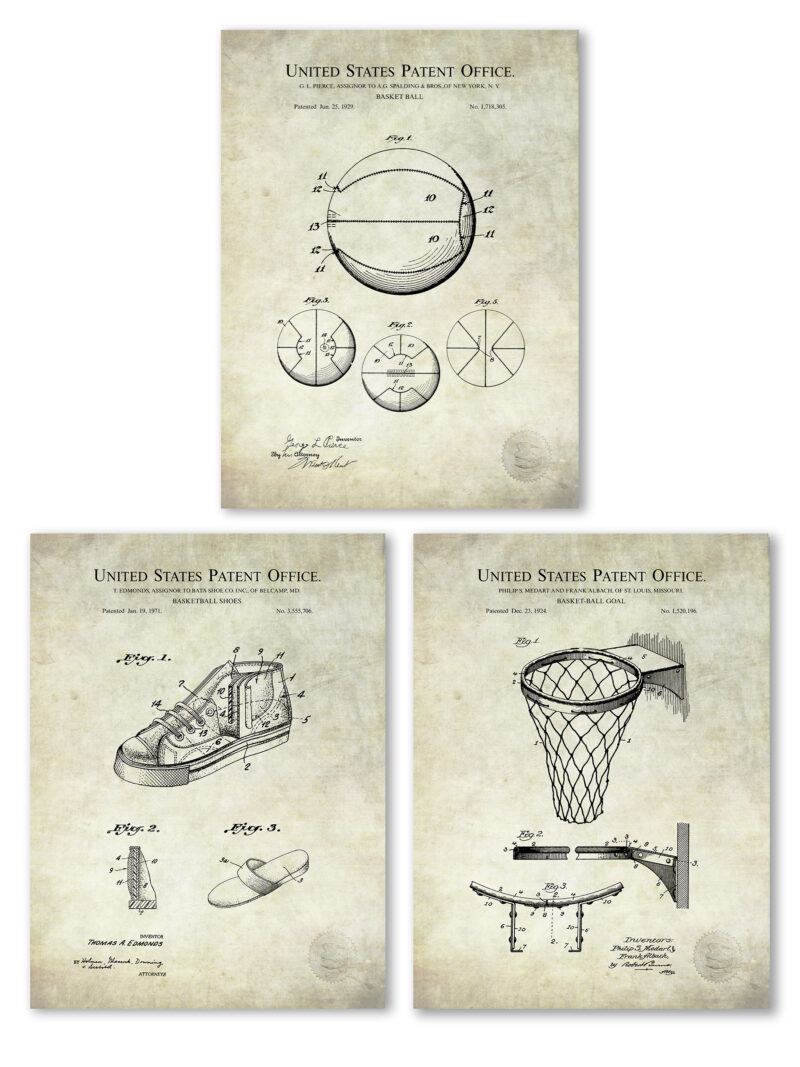 Vintage basketball patent print collection