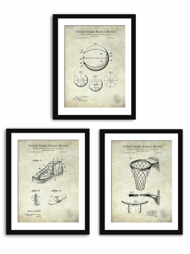 Vintage basketball patent print collection