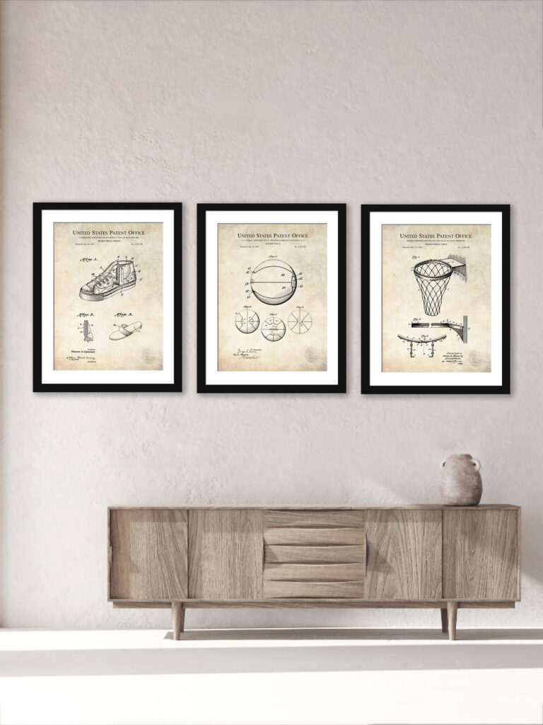 Vintage basketball patent print collection