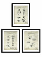 Collection of three vintage building blocks patent illustrations.