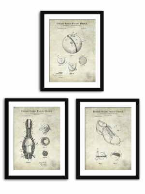 Collection of three vintage fishing patent illustrations.