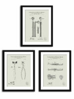Collection of three vintage dental tool patent illustrations.