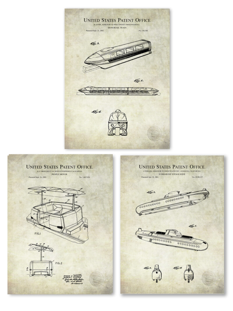Collection of three Disneyland transportation patents,