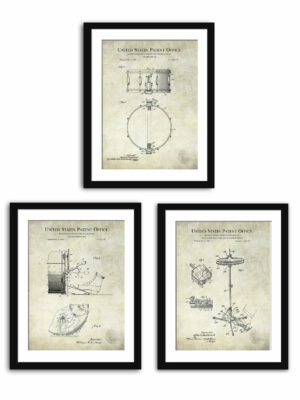 Vintage Drum Patent Art Prints Set