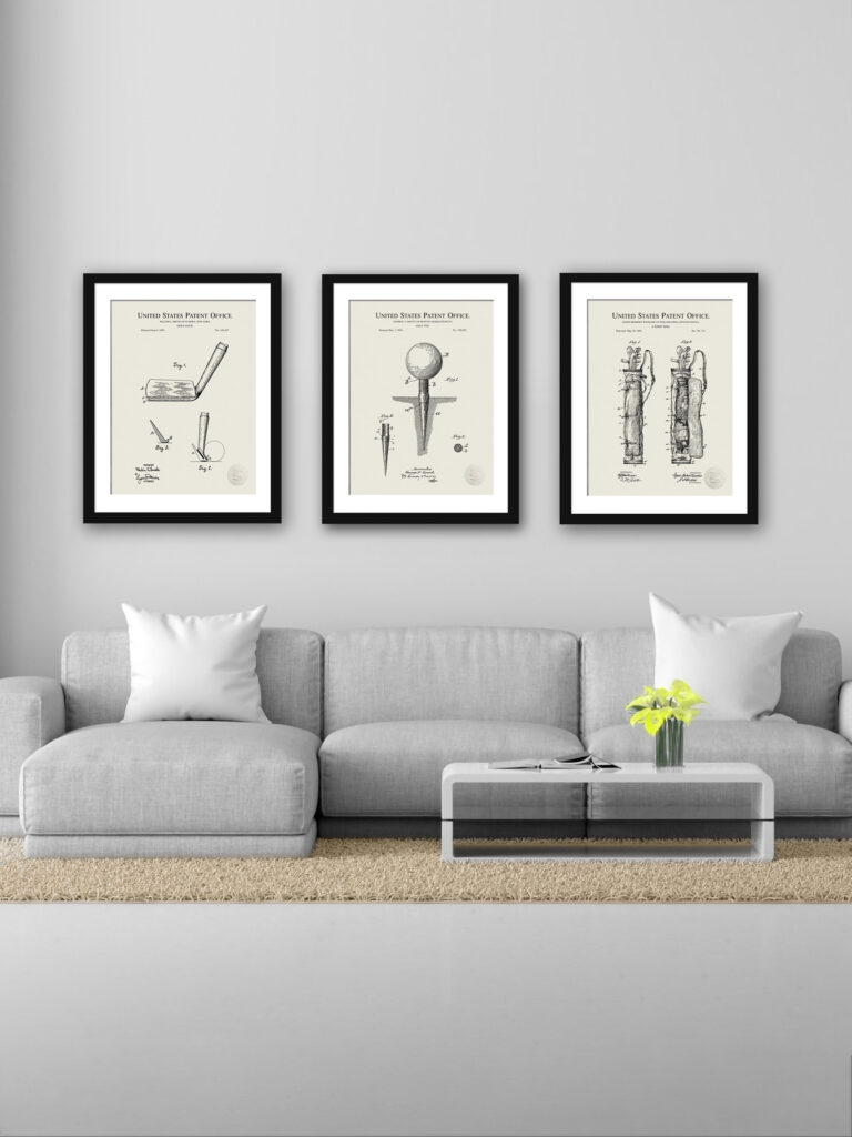 Vintage golf patent print of a 1899 Golf Tee