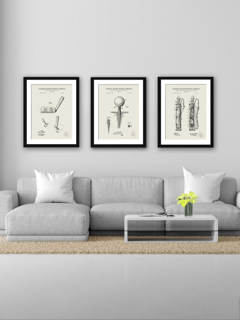 Vintage golf patent print of a 1899 Golf Tee