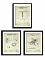Set of three law-themed patent illustrations, ideal for professional office decor.