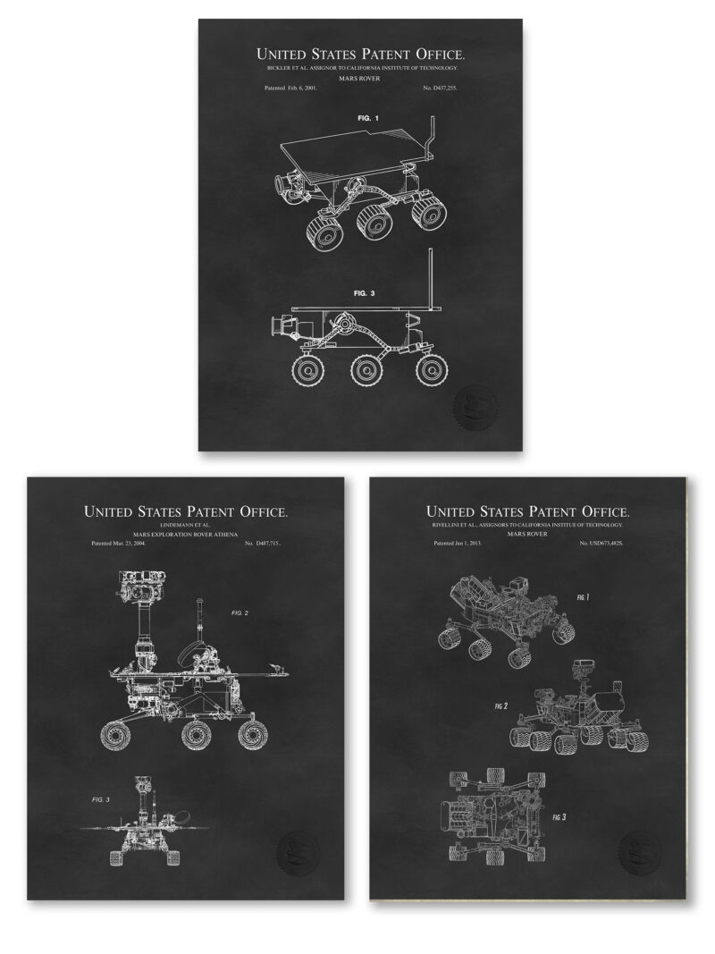 Collection of three Mars Rover patent prints