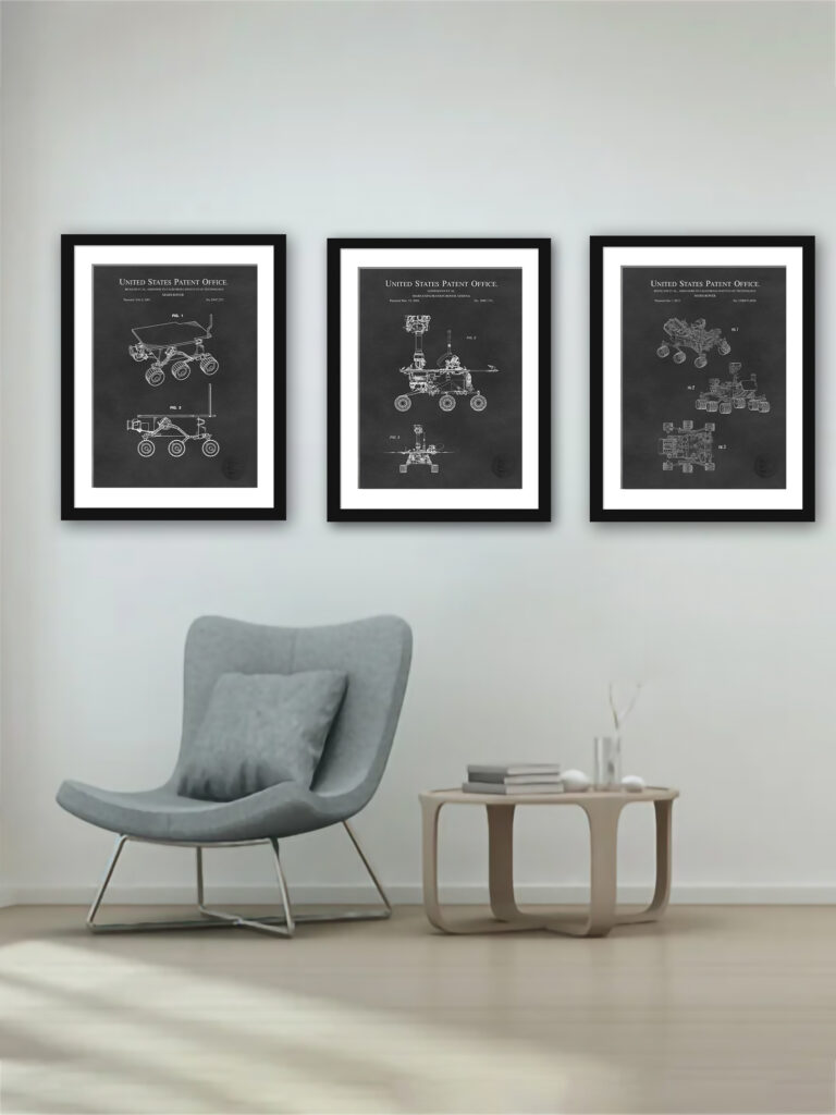 Collection of three Mars Rover patent prints