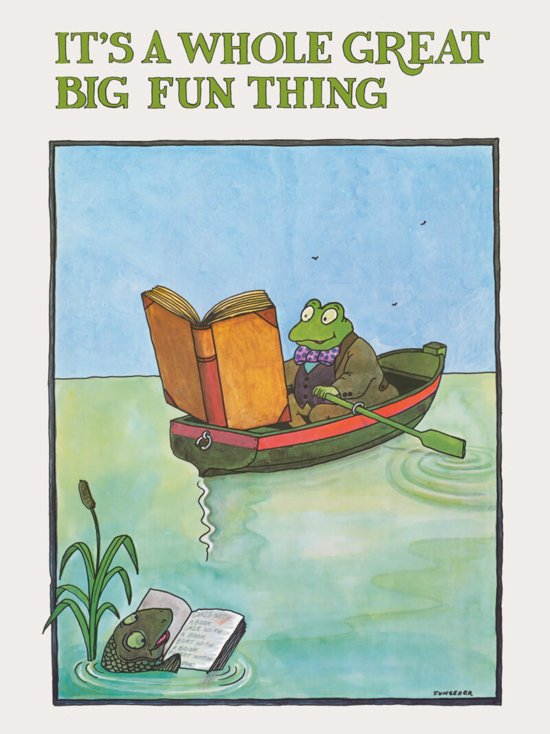 Tomi Ungerer 1970 Reading Frog Poster