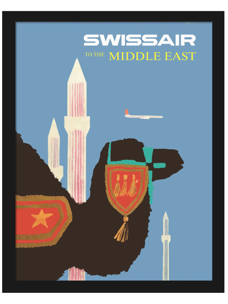 Vintage Swissair Poster to the Middle East by Fritz Buhler