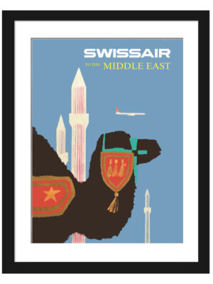 : Vintage Swissair Poster to the Middle East by Fritz Buhler