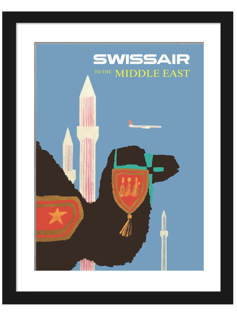 : Vintage Swissair Poster to the Middle East by Fritz Buhler