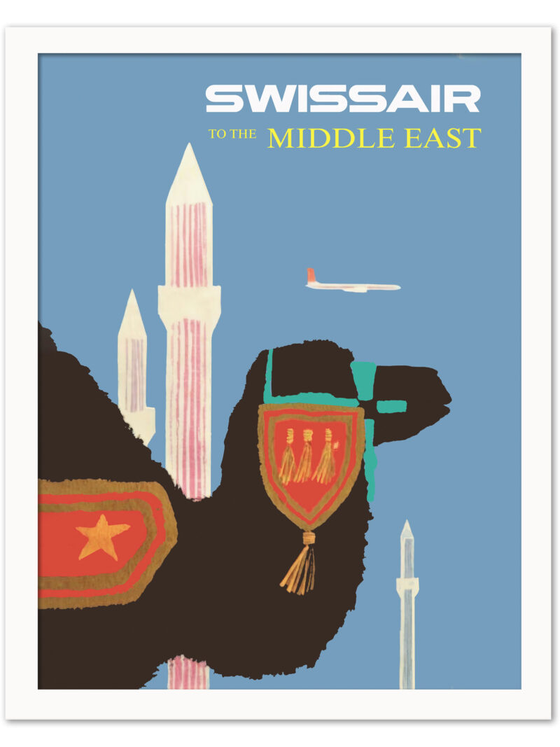 : Vintage Swissair Poster to the Middle East by Fritz Buhler