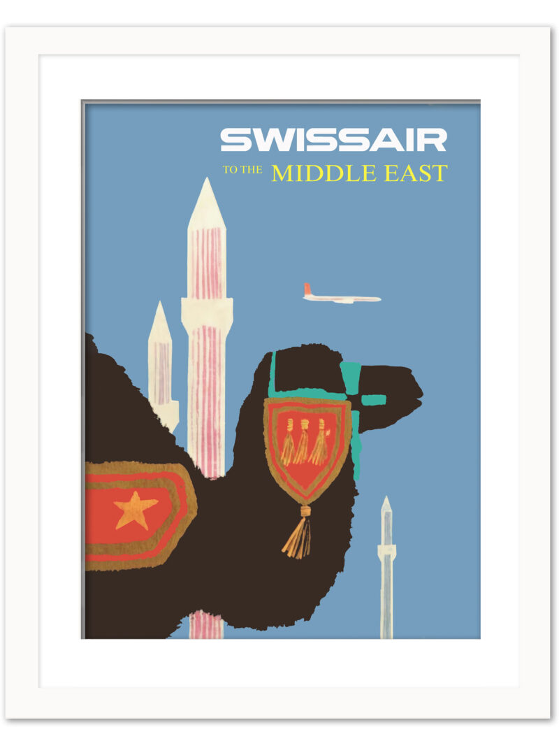 : Vintage Swissair Poster to the Middle East by Fritz Buhler