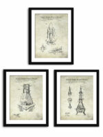 Collection of three NASA patent prints featuring space technology.