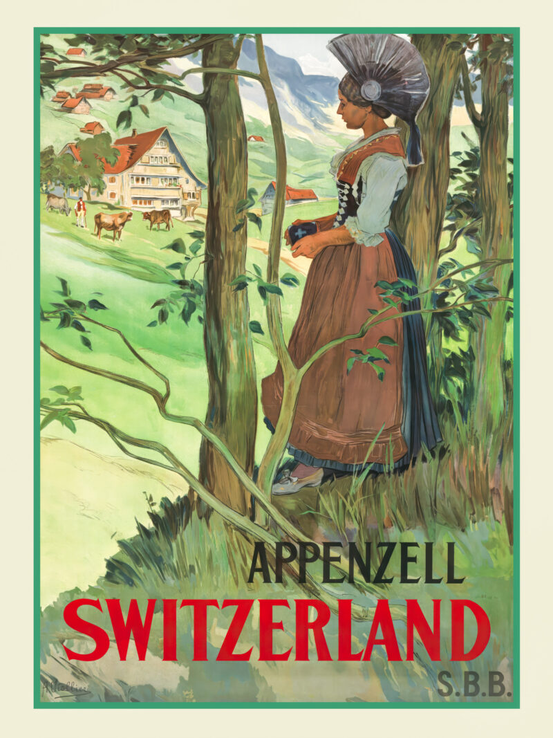 1904 Vintage Appenzell Switzerland Travel Poster by Auguste Viollier