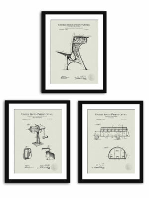 Collection of three vintage school-related patent illustrations.