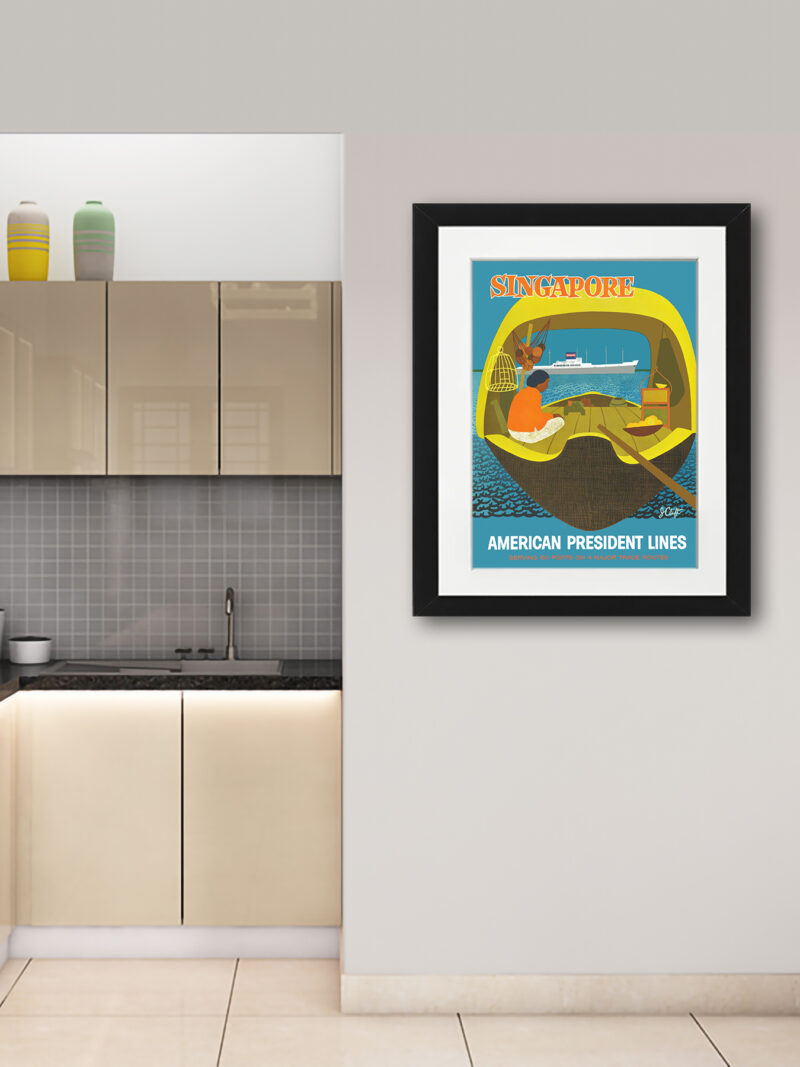 1958 Singapore American President Lines Poster