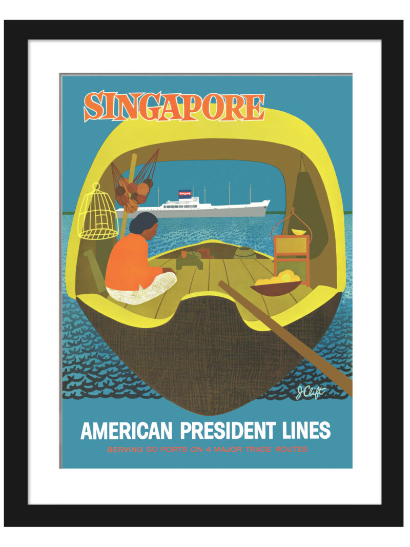 1958 Singapore American President Lines Poster