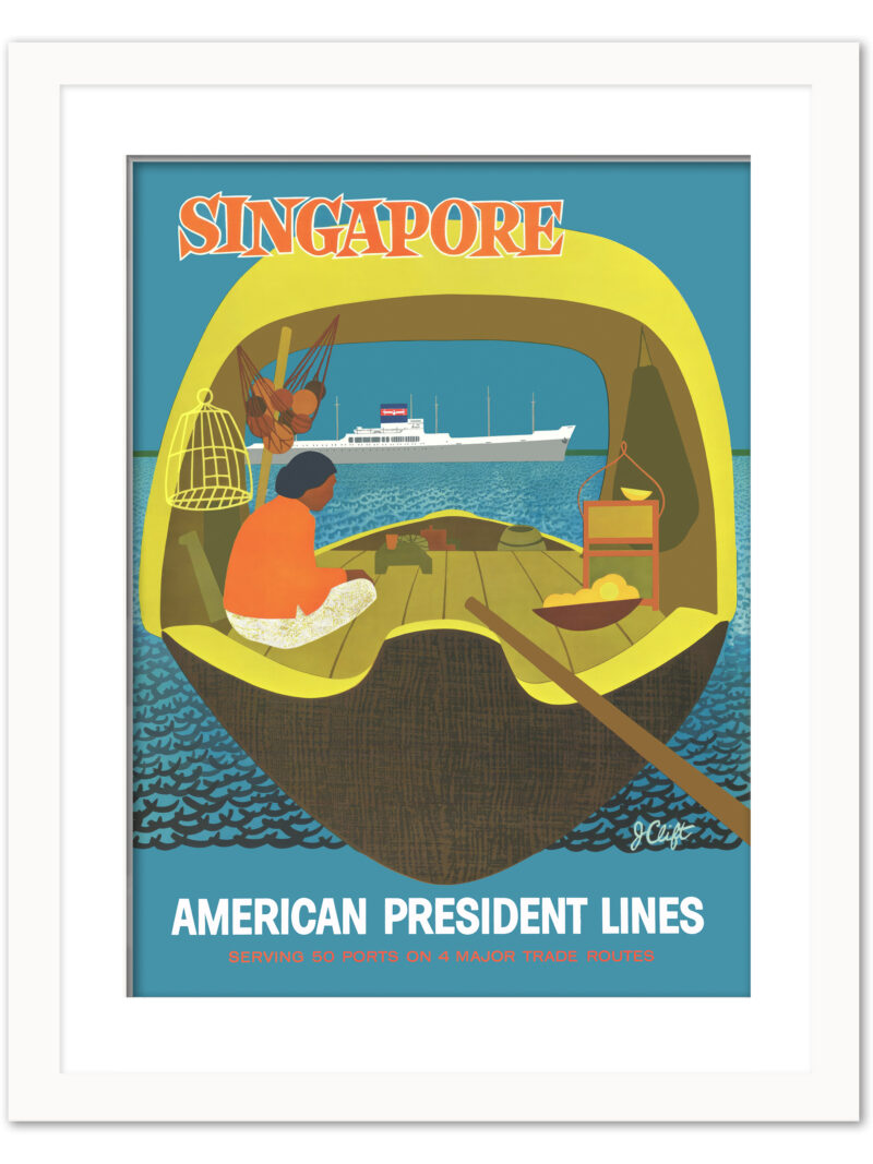 1958 Singapore American President Lines Poster