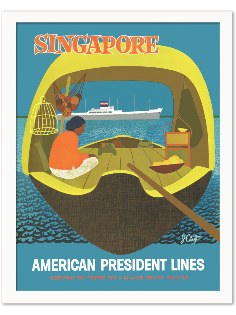 1958 Singapore American President Lines Poster