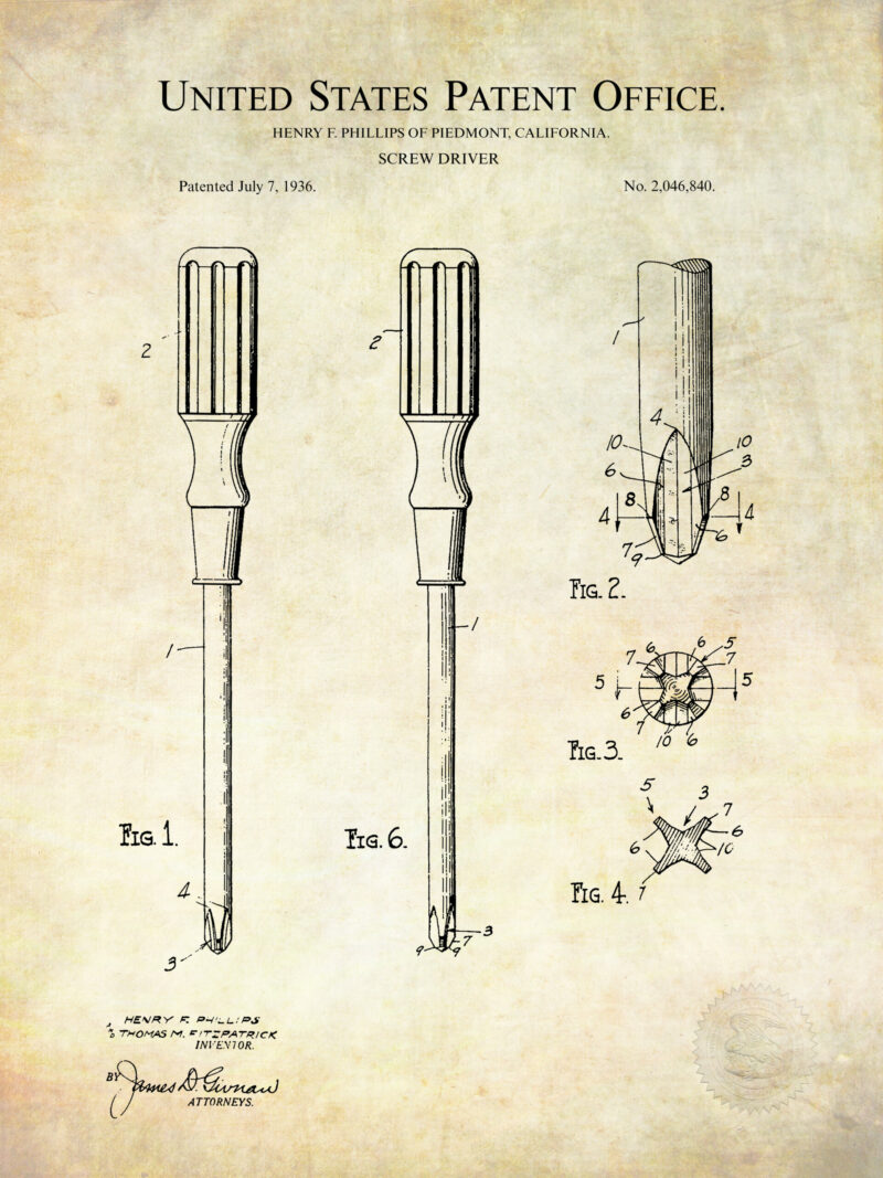 Collection of three vintage workshop hand tool patent illustrations