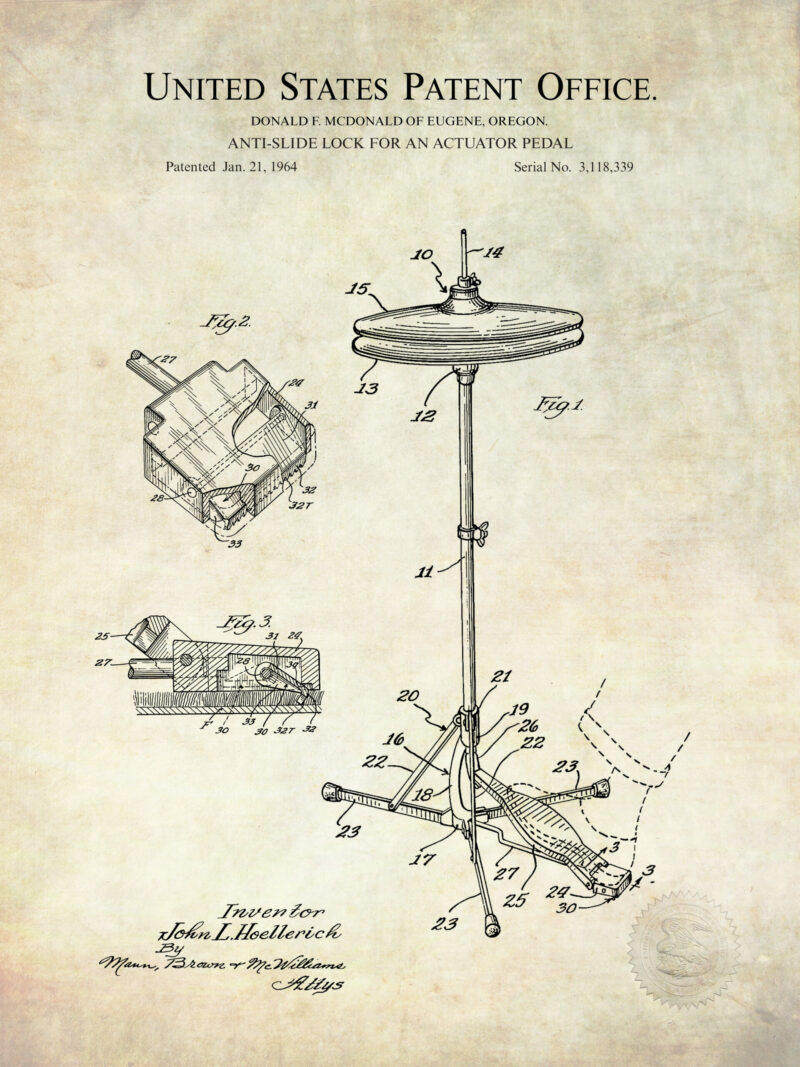 Vintage Drum Patent Art Prints Set