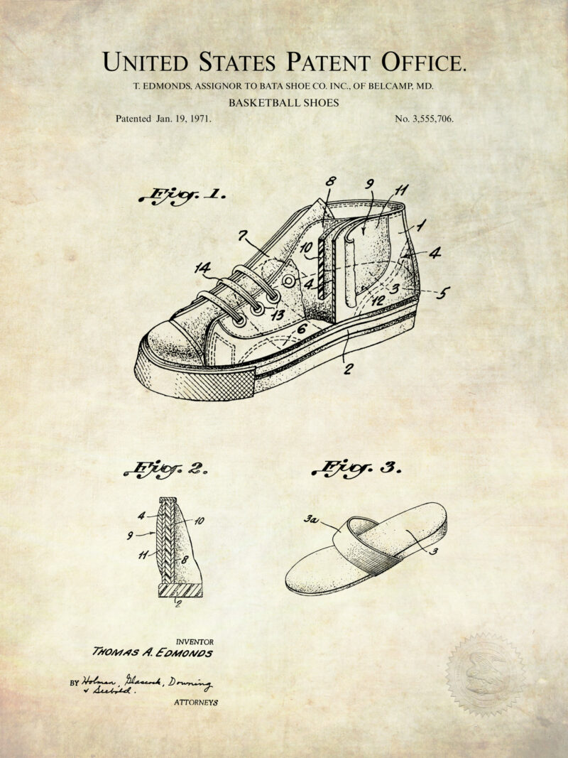 Vintage basketball patent print collection