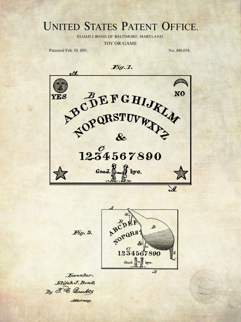 Collection of mystic and occult patent prints from the early 20th century.