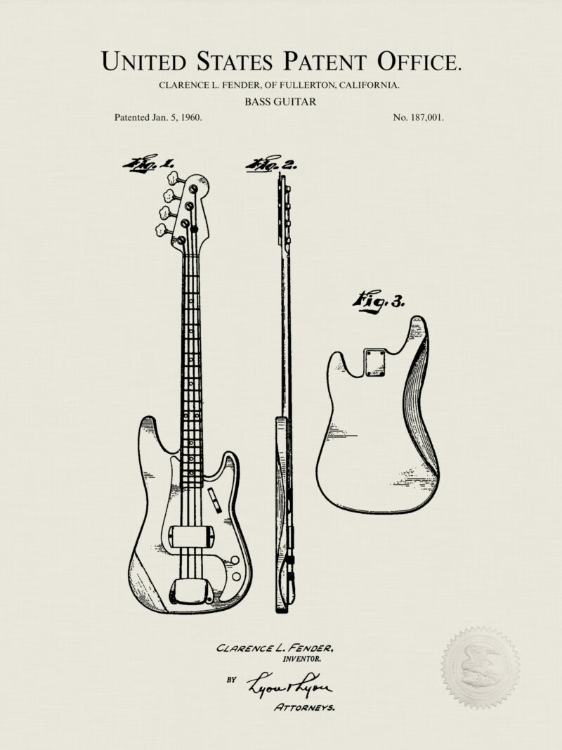 Set of vintage music instrument patent illustrations.