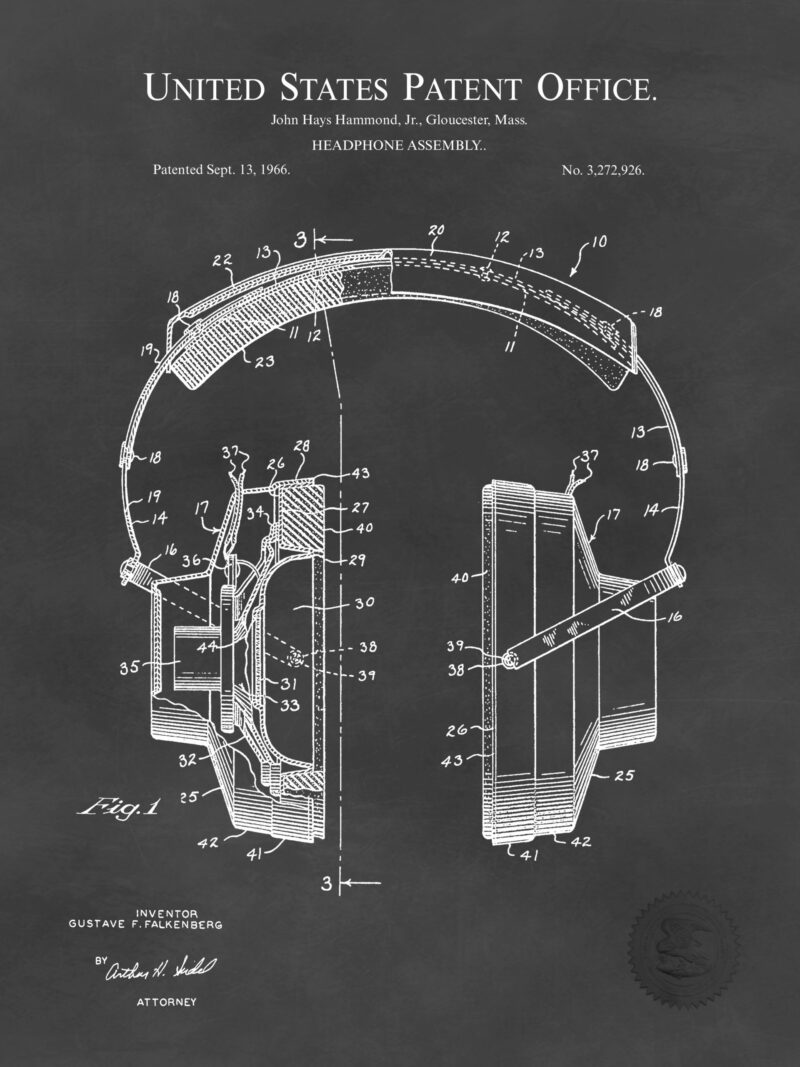 Collection of three vintage DJ equipment patent illustrations.