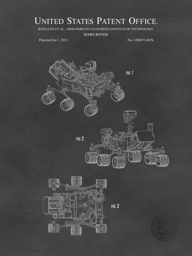 Collection of three Mars Rover patent prints