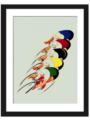 1947 UCI World Road Cycling Championships vintage poster with colorful cyclists in motion